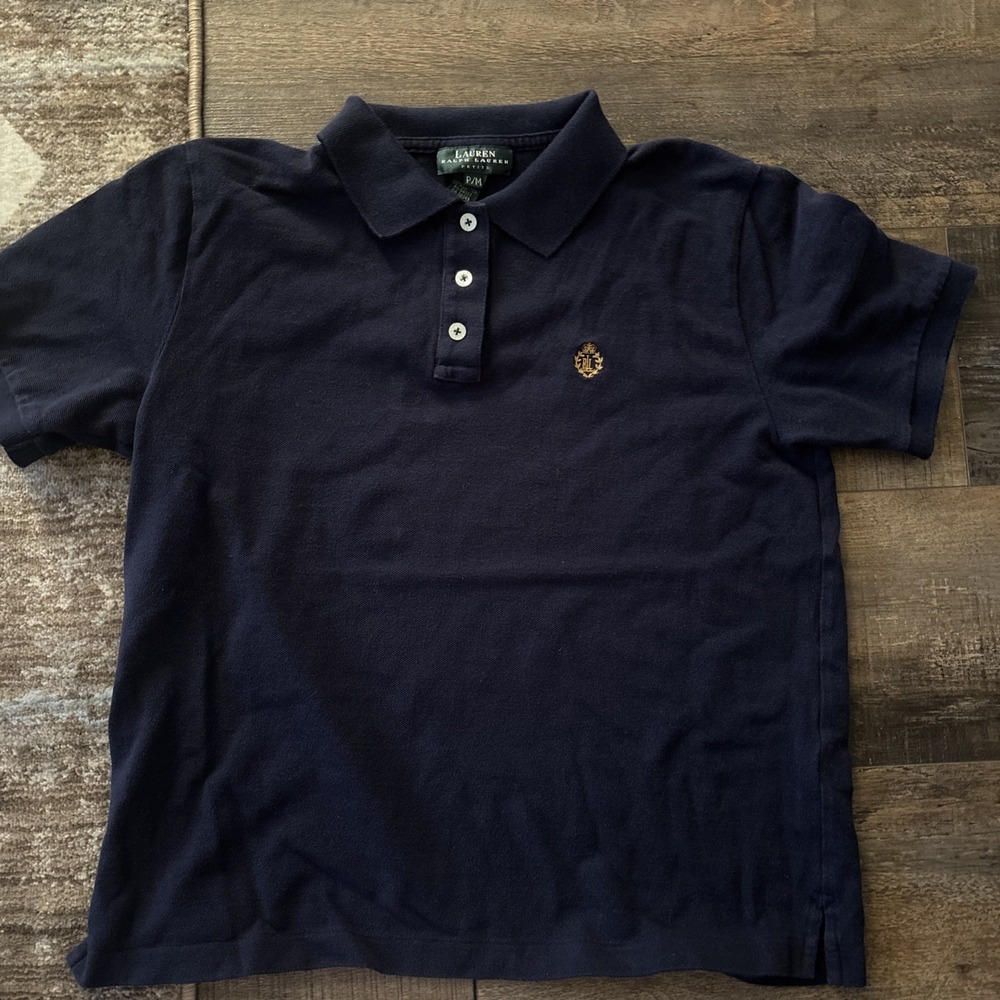 Vintage Lauren By Ralph Lauren Navy Blue Polo Shirt Women's Petite Medium